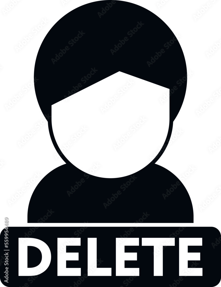 Poster delete user icon simple vector. people service. data person