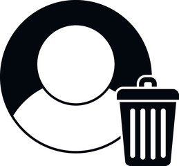 Delete user icon simple vector. File profile. Trash man