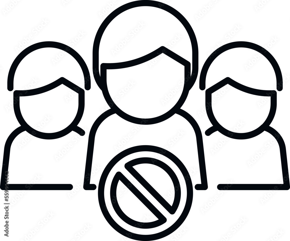 Poster remove group user icon outline vector. delete service. account privacy
