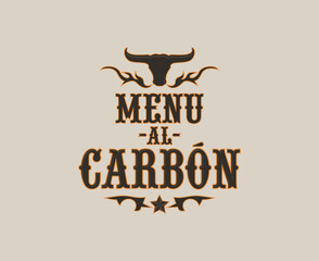 Menu al Carbon, Grill Menu spanish text design.