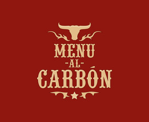 Menu al Carbon, Grill Menu spanish text design.