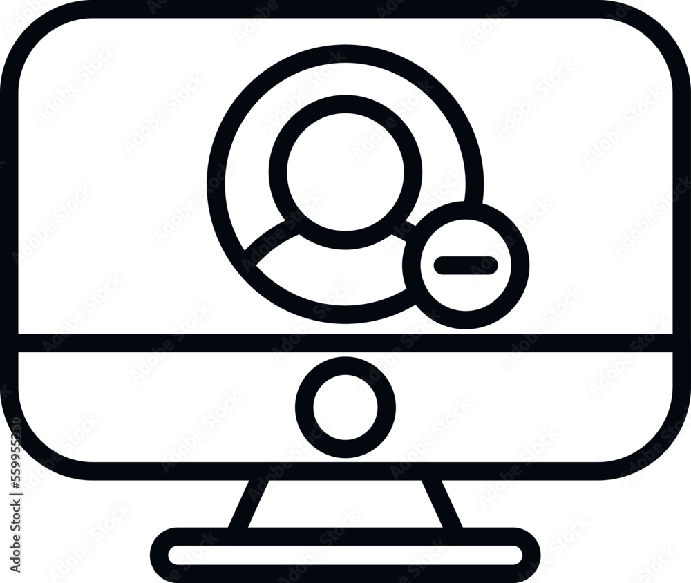 Aufkleber computer user delete icon outline vector. people service. account privacy