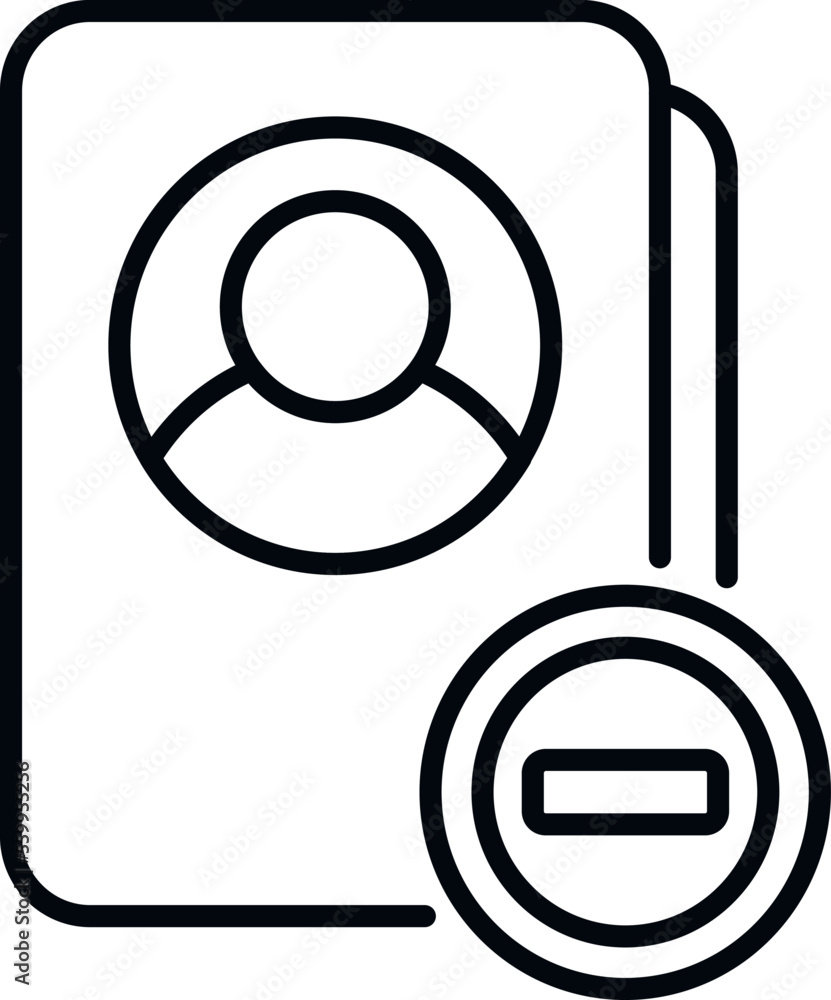 Poster remove account icon outline vector. delete service. data person