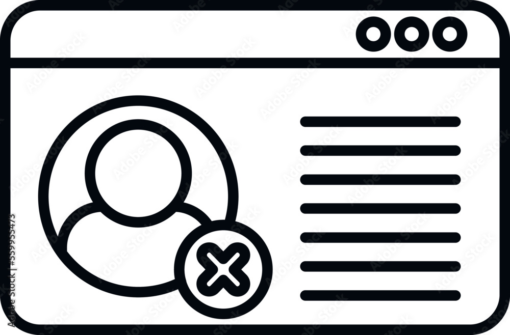 Poster online trash user icon outline vector. delete service. remove account
