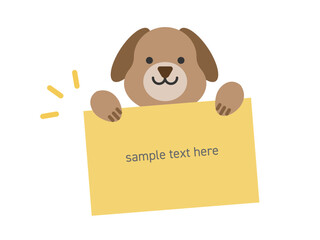 Fototapeta premium メッセージカードを持った犬のイラスト