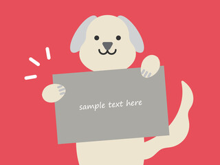 メッセージカードを持った犬のイラスト