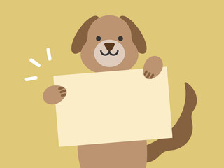メッセージカードを持った犬のイラスト