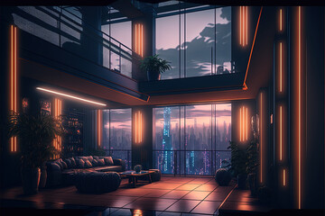 Penthouse design concept in futuristic style