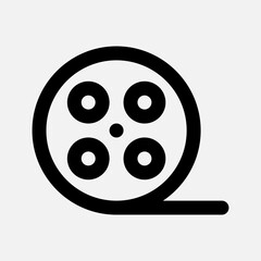 Movie reel icon in line style about multimedia, use for website mobile app presentation