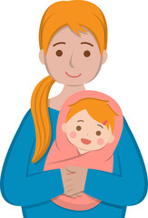 Mother with baby cartoon comic character vector