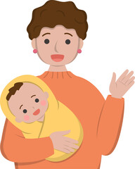 Mother with baby cartoon comic character vector