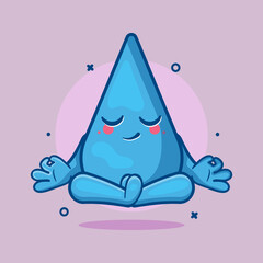 calm water drop character mascot yoga meditation pose isolated cartoon in flat style design