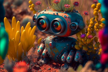 robot alien world explorer, generated image