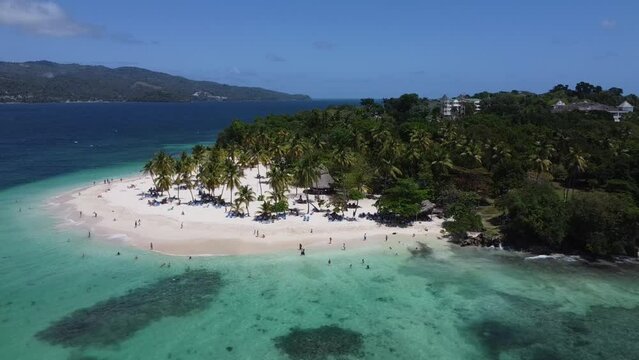 White sandy beach in Cayo Levantado Island, Samana, Dominican republic