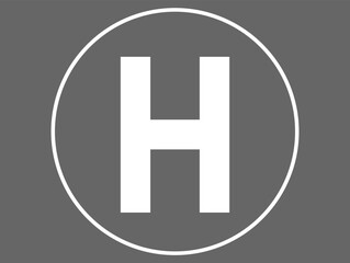 Fototapeta premium Helicopter icon. Vector aircraft landing site isolated on dark background