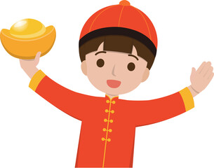 Chinese little boy celebrating new year cartoon character comic character vector