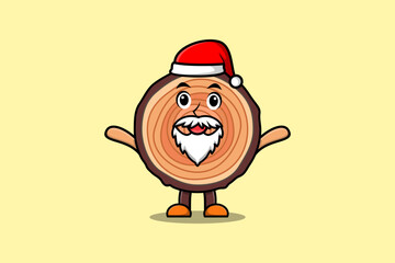 Fototapeta premium Cute Cartoon mascot character Wood trunk santa claus character christmas illustration
