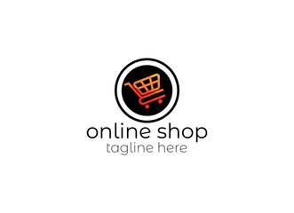 Online Shop Logo designs Template. Illustration vector graphic of shopping cart and shop bag