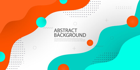 Modern bright green orange geometric business banner design. creative banner design with wave shapes and lines for template. Simple horizontal banner. Eps10 vector