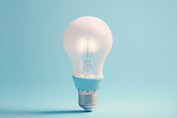 White light bulb with blue background. AI digital illustration