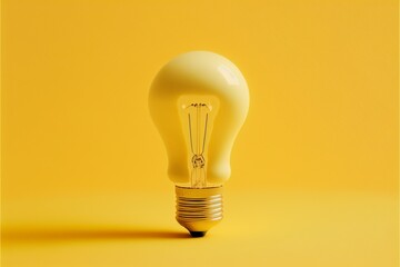 Light yellow bulb with yellow background. AI digital illustration