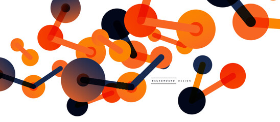 Abstract background. Round dots connected by lines. Trendy techno business template for wallpaper, banner, background or landing