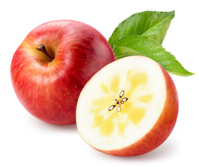 Honey core apple isolated on white background, Sweet honey core apple fruit on white With work path.