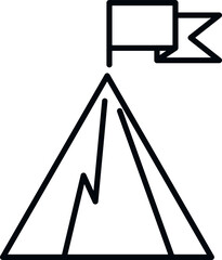 Route flag on mountain icon outline vector. Top career. Success climb