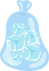 Cartoon comic vector icon of a bag of ice cubes