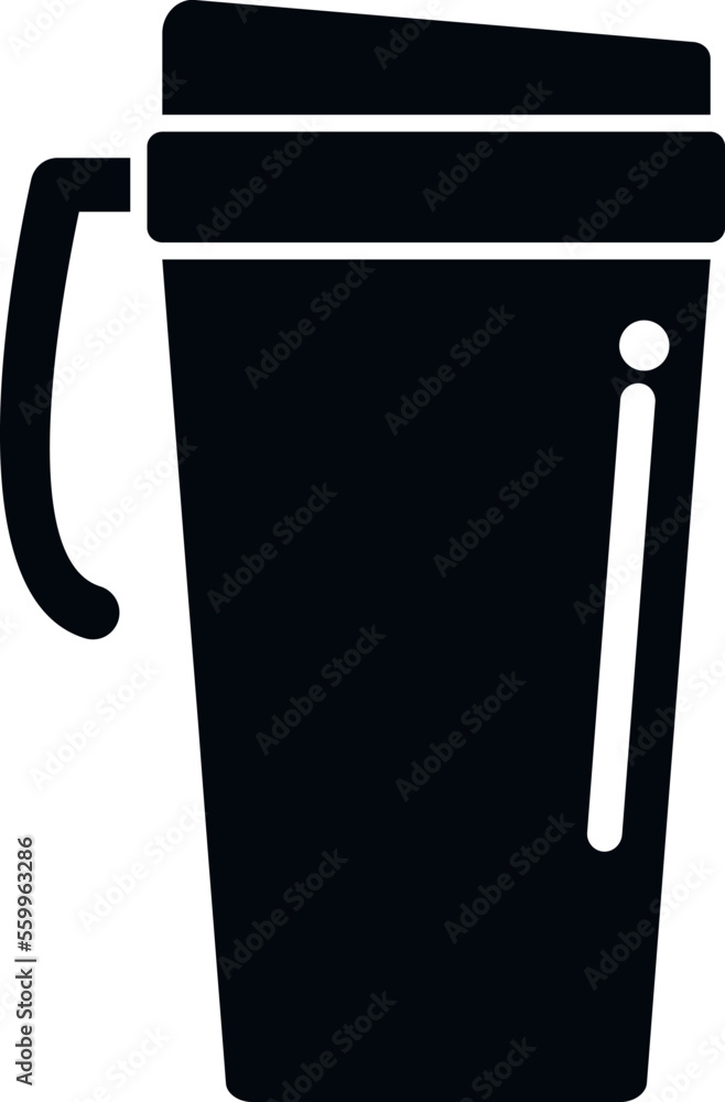 Poster plastic thermo cup icon simple vector. coffee mug. flask travel