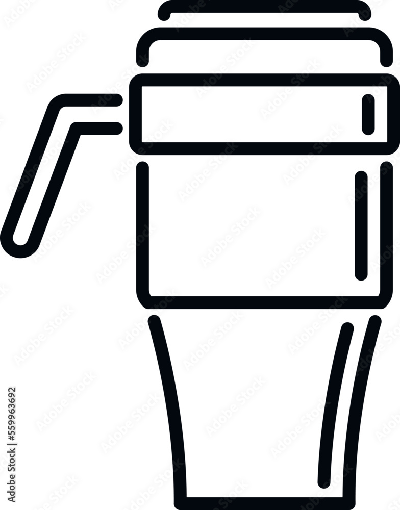 Sticker tea thermo cup icon outline vector. coffee mug. tumbler vacuum