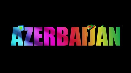 Azerbaijan country lettering with colorful , video animated