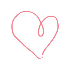 Red heart love doodle oil paint illustration for valentines card decorations 