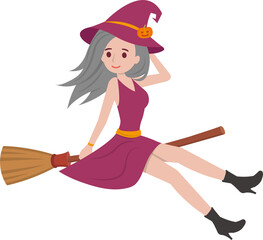 Cute witch comic cartoon character vector