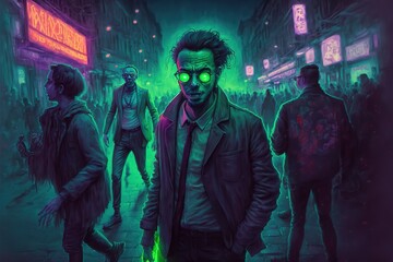 Fototapeta na wymiar neon zombie party