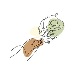 Flower Bouquet Shape Minimalist Line Art Drawing, suitable for wall decor, greeting cards, business cards, mugs, stickers