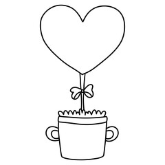 cute heart cactus in pot, Cactus of Love, Valentine Element