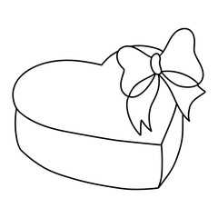 heart gift box, heart hand drawn illustration