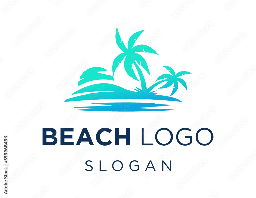 Poster logo design about beach on a white background. created using the coreldraw application.