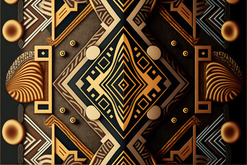 luxury Afrofuturism pattern ideal for backgrounds - African art - Golden