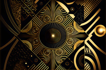 luxury Afrofuturism pattern ideal for backgrounds - African art - Golden