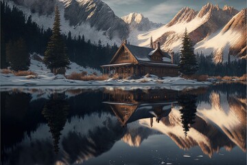 Nature's winter canvas: snow-clad mountains and cloudy horizons