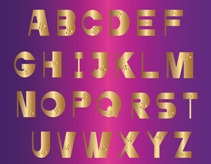 Gold Metallic Alphabet Letters font, Leaves font