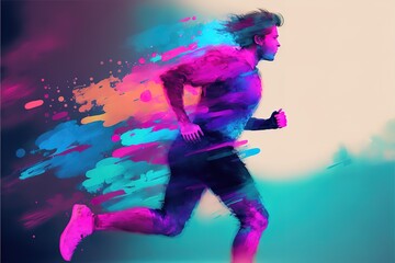 Obraz na płótnie Canvas Running Man with visual effects