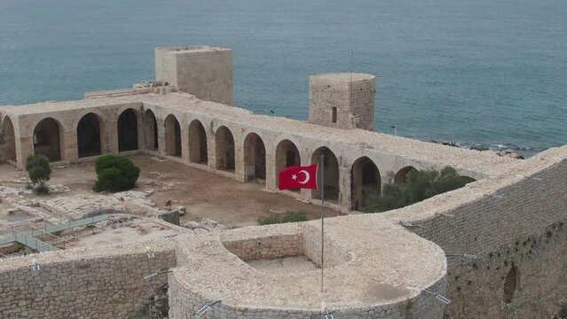Maiden Castle View from a drone Mersin Turkey Silifke Erdemli Kizkalesi