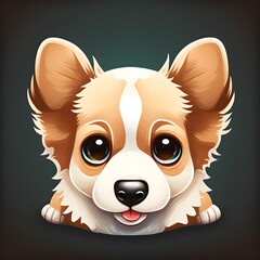 A beautiful flat icon of a cute dog