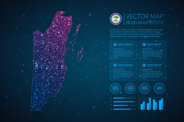 Fototapeta na wymiar Belize map infographics template for diagram, graph, presentation and chart with abstract geometric mesh polygonal light concept on blue background. Vector Illustration EPS10.