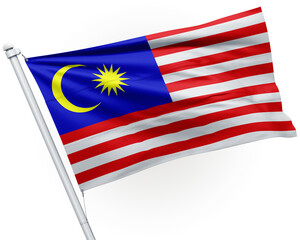 Malaysia realistic flag 3d illustration