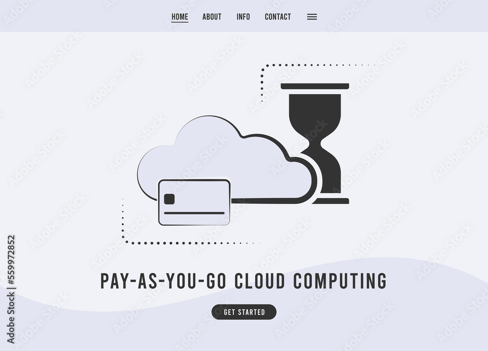 Poster pay-as-you-go cloud computing payment vector icon. payg cloud services purchase. flat design vector 