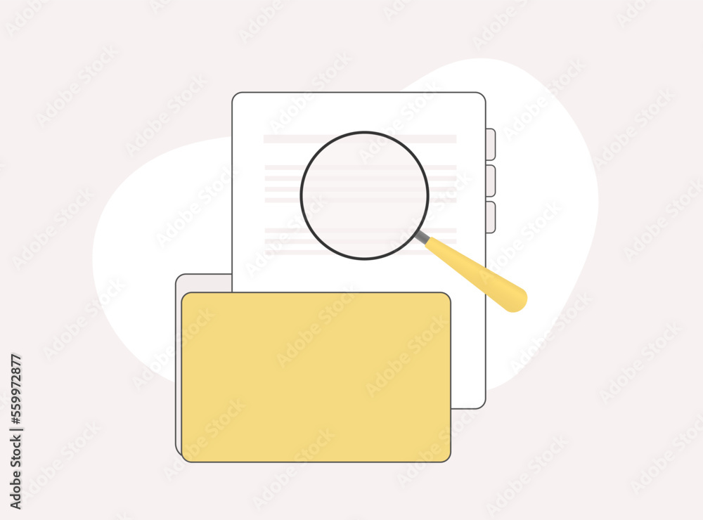 Poster business directory vector icon concept. computer folder with user and data archive shelves and magni